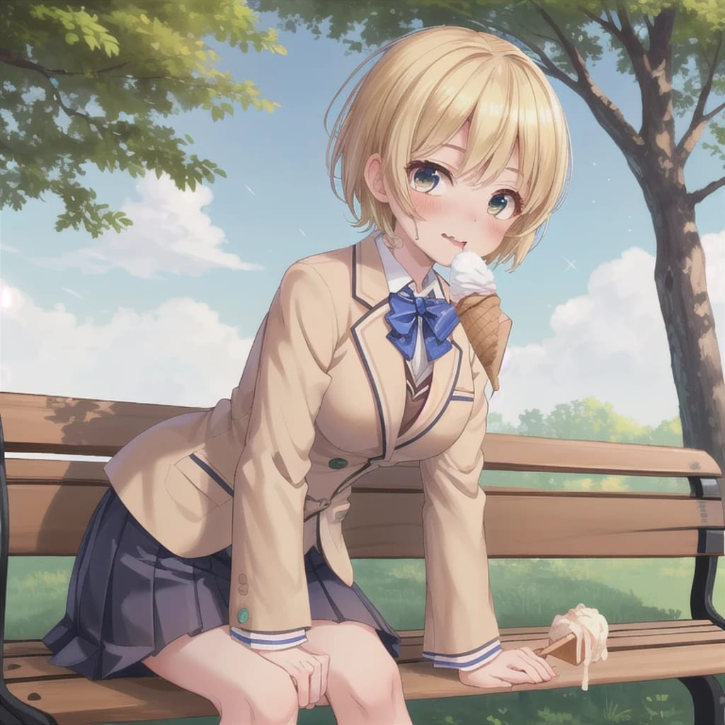 金髪ボブでブレザーの少女３