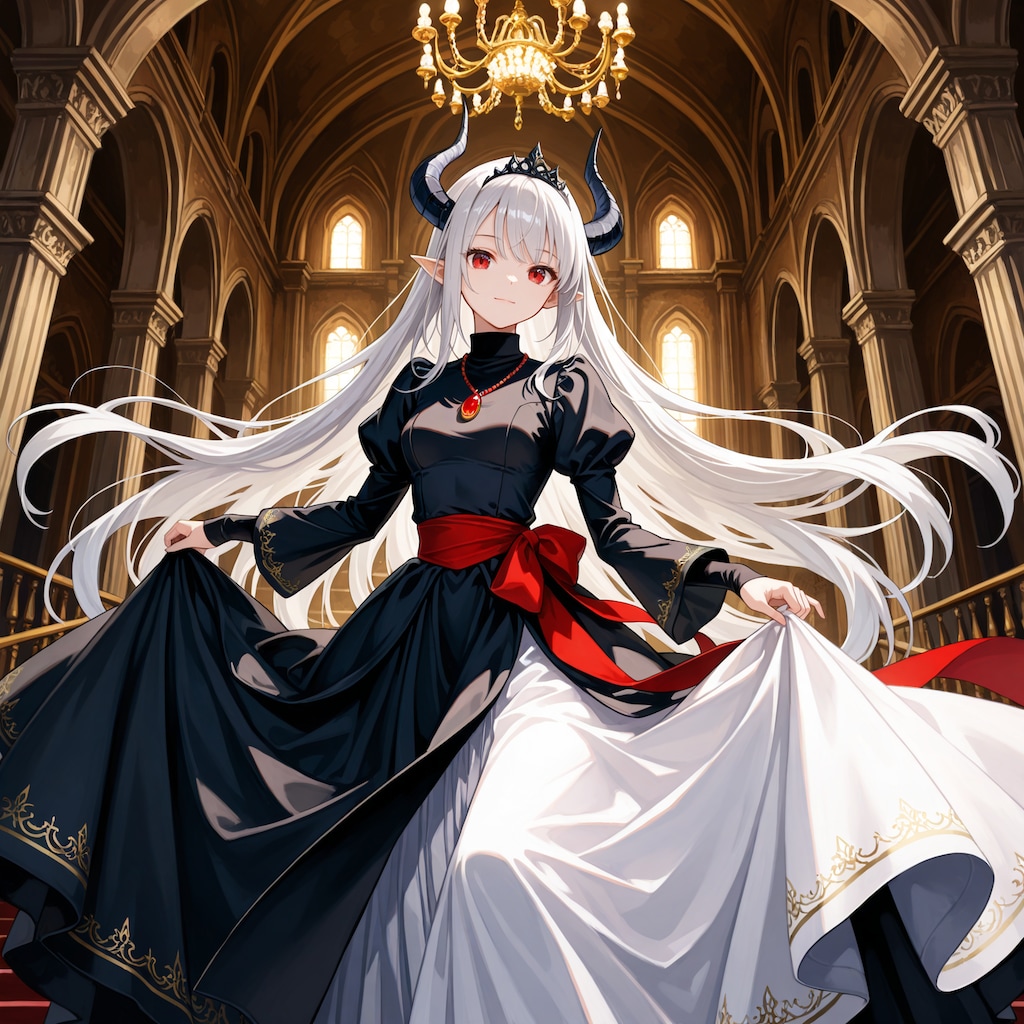 ドレスでカーテシーな銀髪竜姫さん