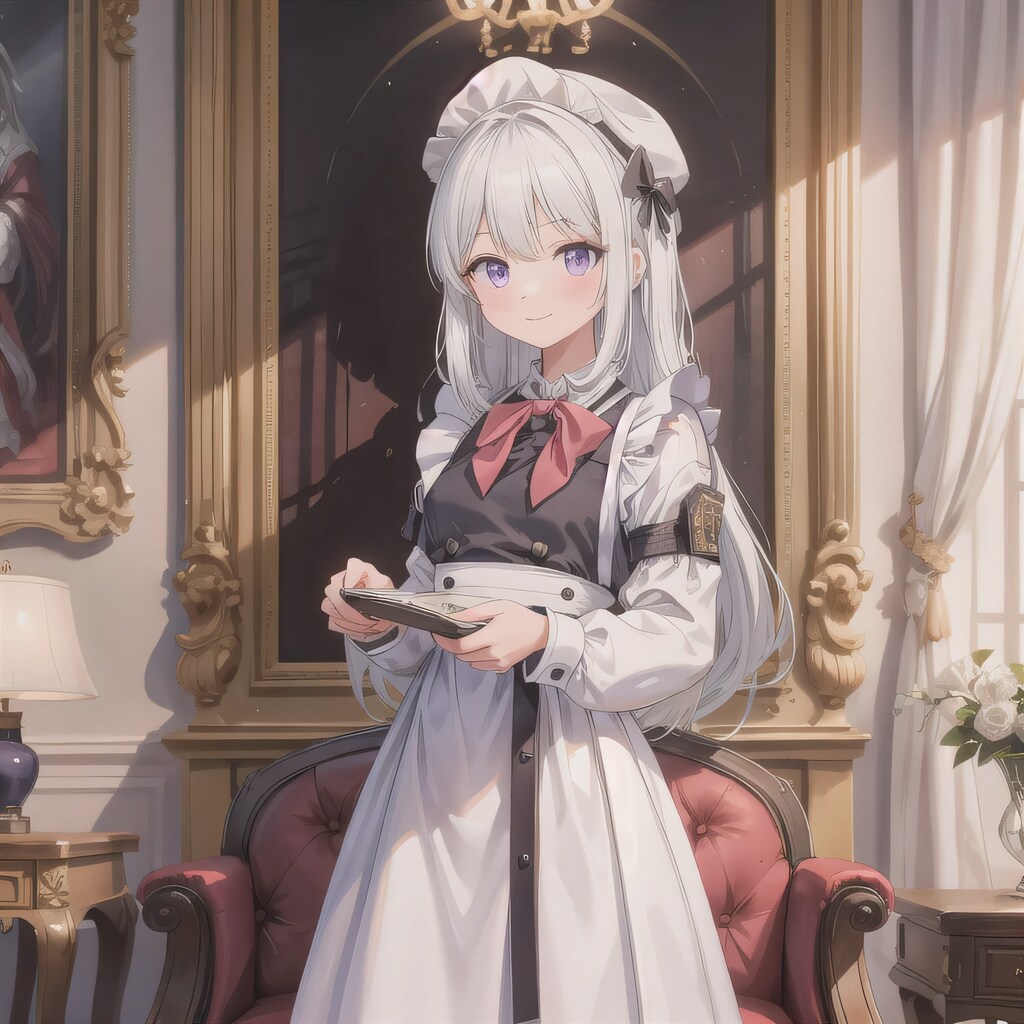 白髪ロングでメイド服の少女１２