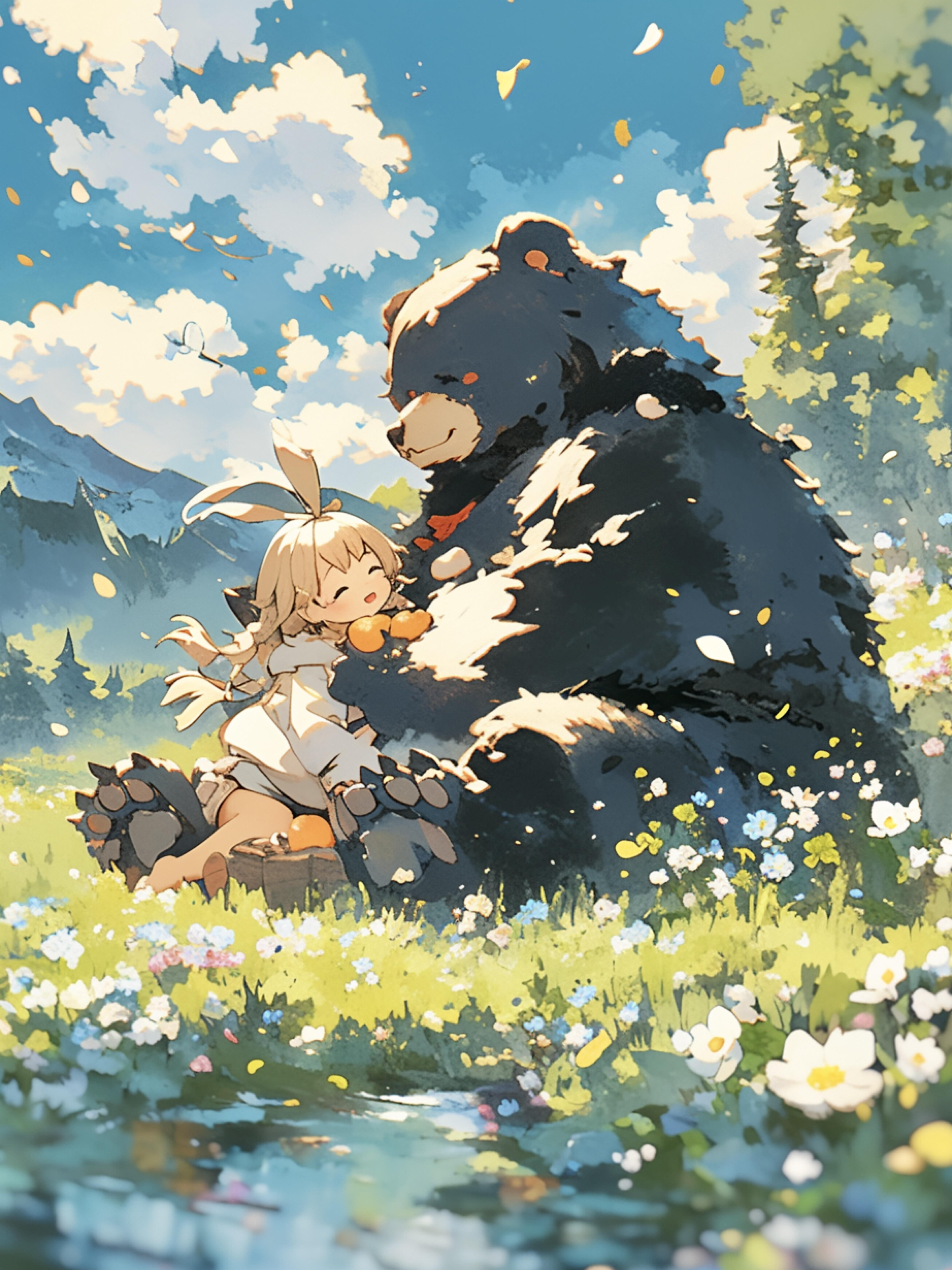 うさぎとくま娘🐾 | の人気AIイラスト・グラビア