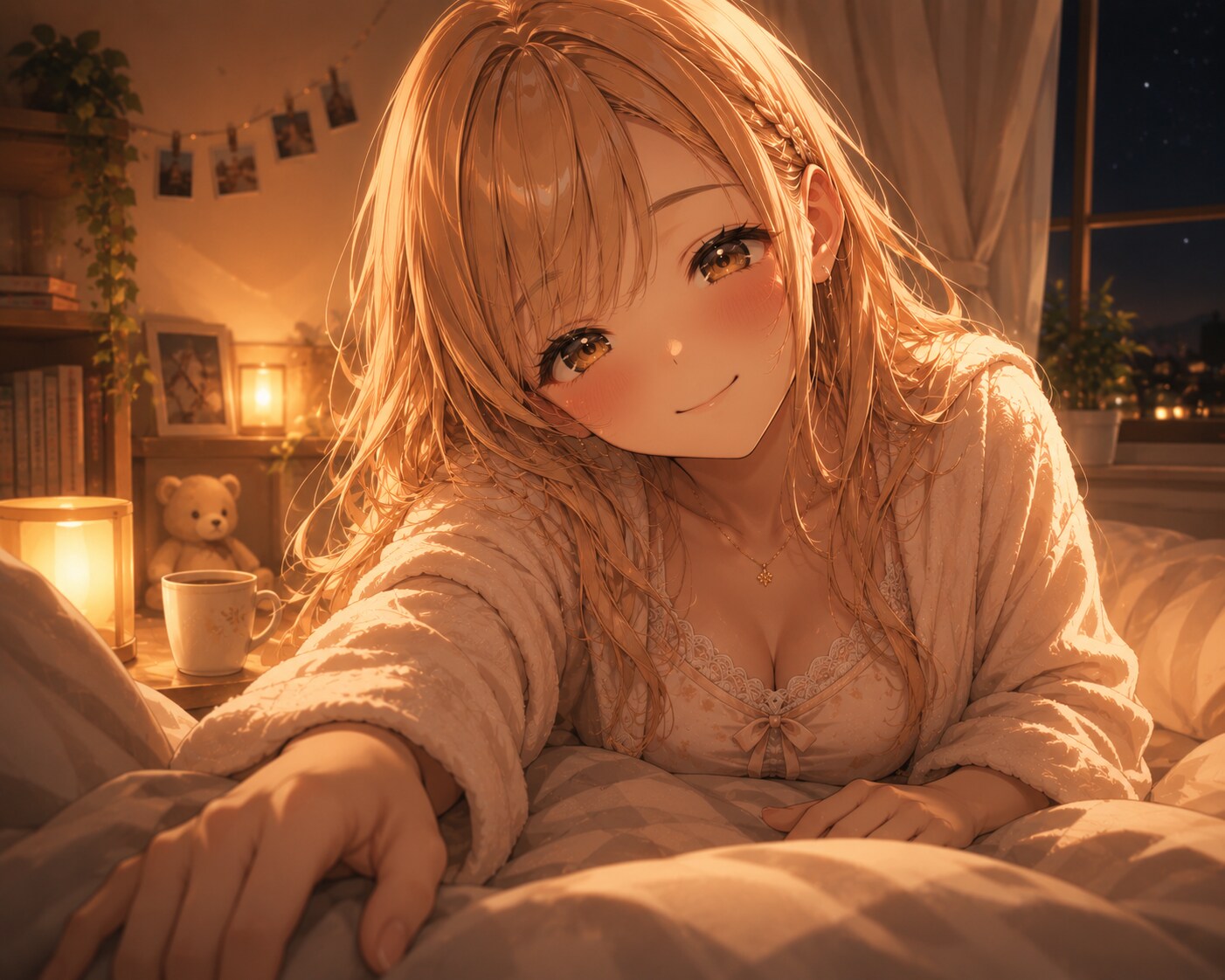 APRICOTちゃん 「おつかれさま、おやすみ♪」 | の人気AIイラスト・グラビア