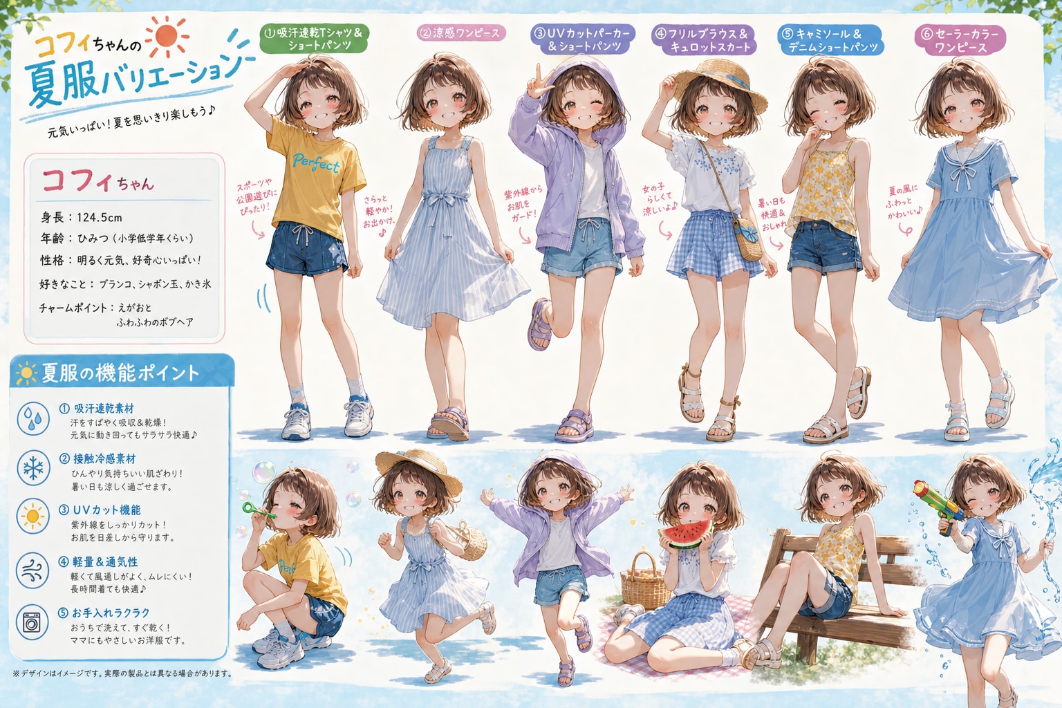 コフィちゃん、夏お洋服コレクション♪