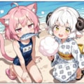 ゆかた（メイ）対みずぎ（ねこ） 4枚目