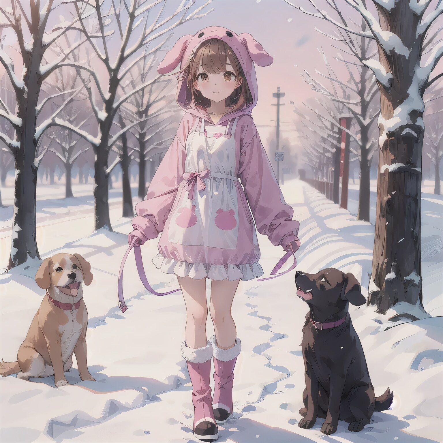 茶髪ボブでコートの少女５ | の人気AIイラスト・グラビア