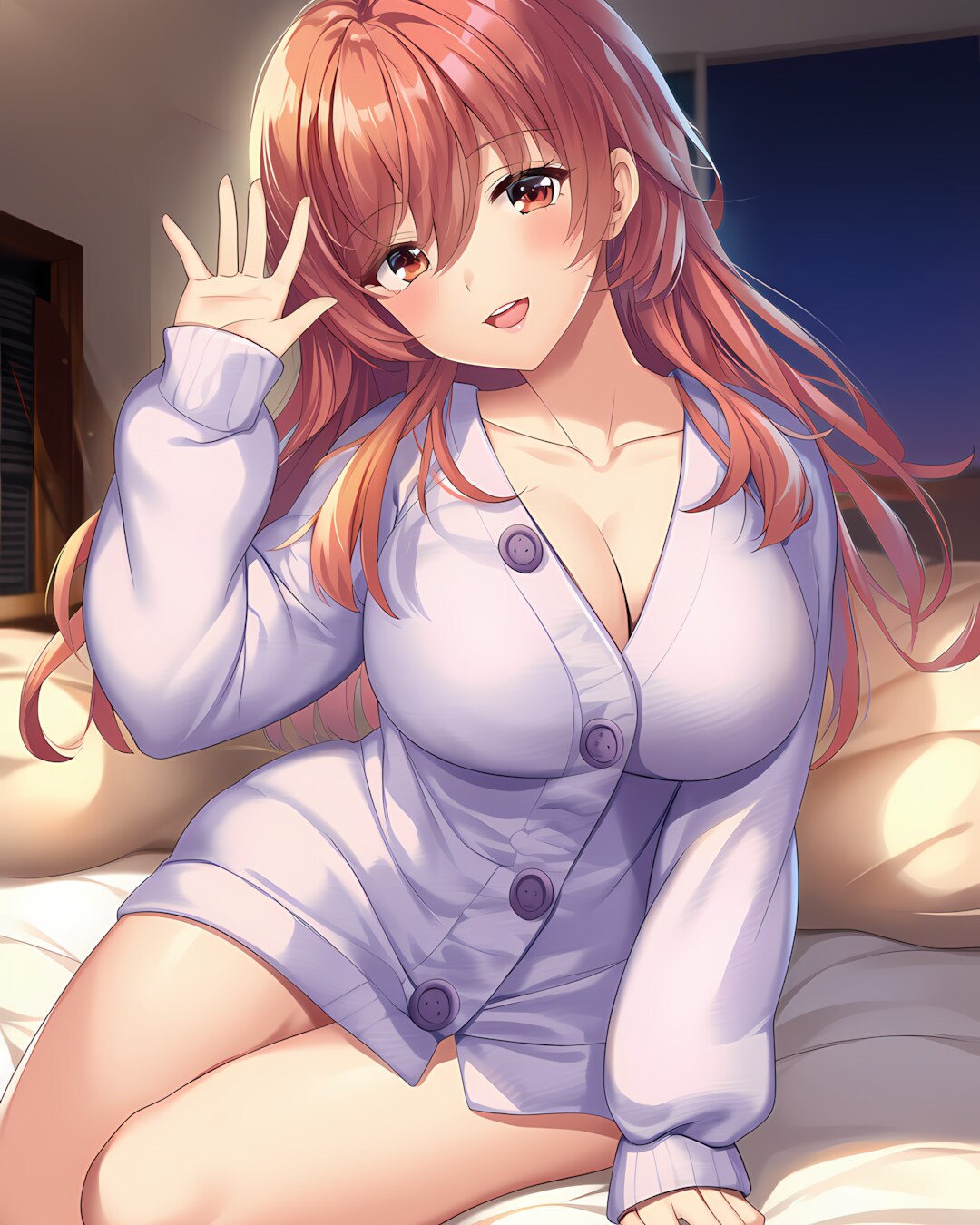 💜ラベンダーのふわもこパジャマ💤一週間お疲れ様のリラックス🌙 | の人気AIイラスト・グラビア