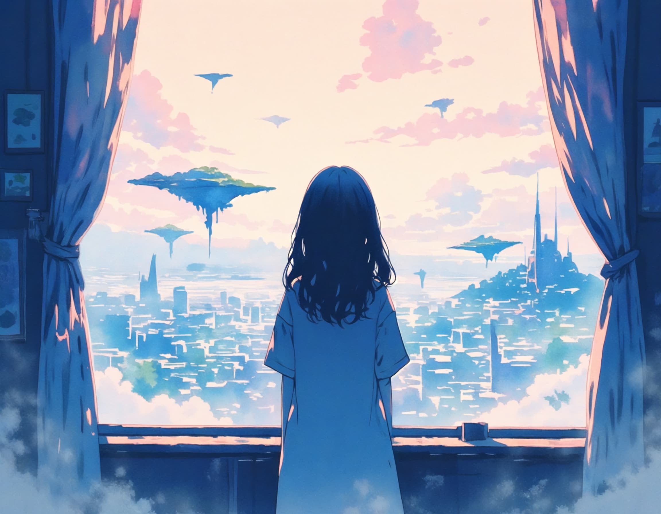 窓外の浮島 | の人気AIイラスト・グラビア