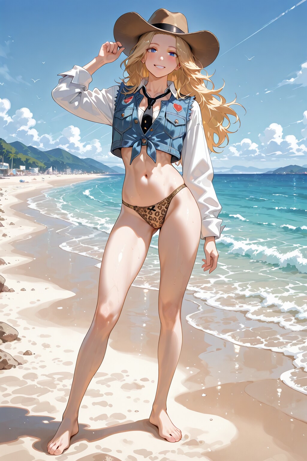 ネーブルカウガールレイチェル・ワイルドのへそ出しビキニ