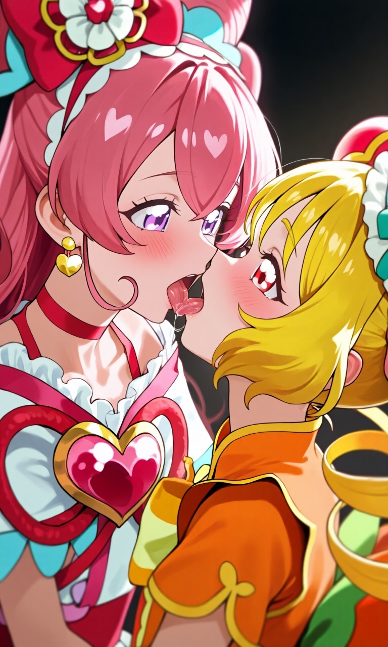 キュアプレシャスとキュアヤムヤムのキスシーン❤️