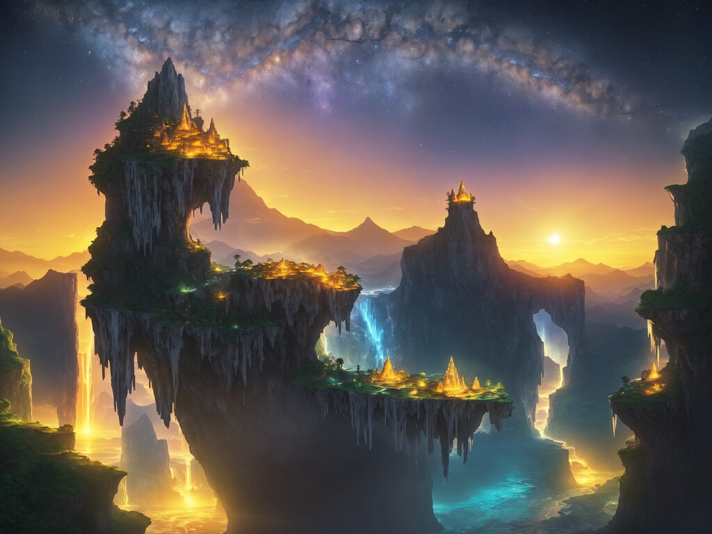 夜空に浮かぶ天空の城