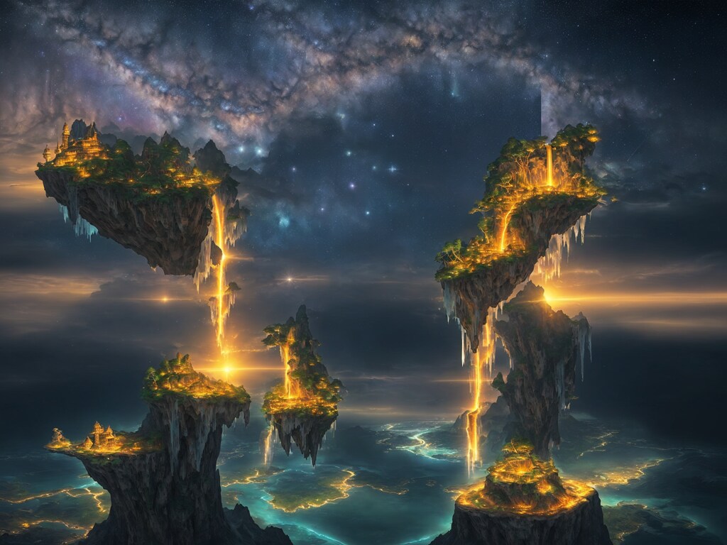 夜空に浮かぶ天空の城
