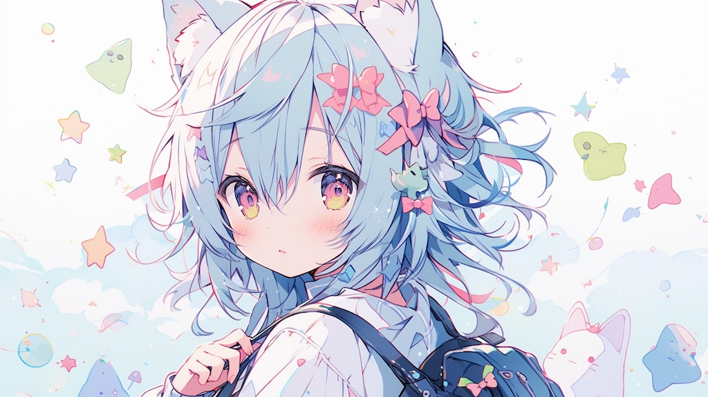 星の欠片を散らす猫耳少女