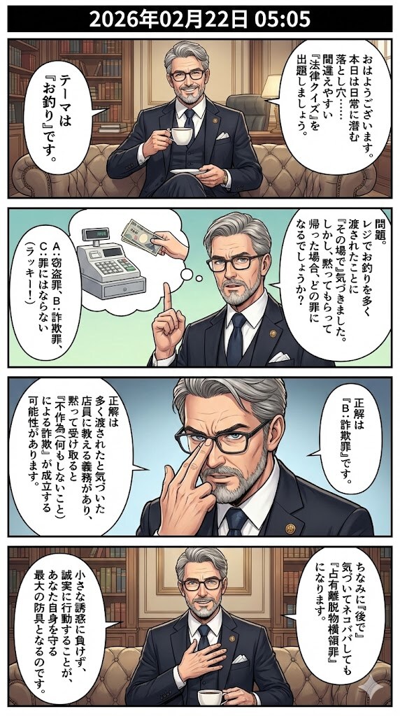 「もらいすぎたお釣り、黙って帰ったら？」　毎日漫画5時