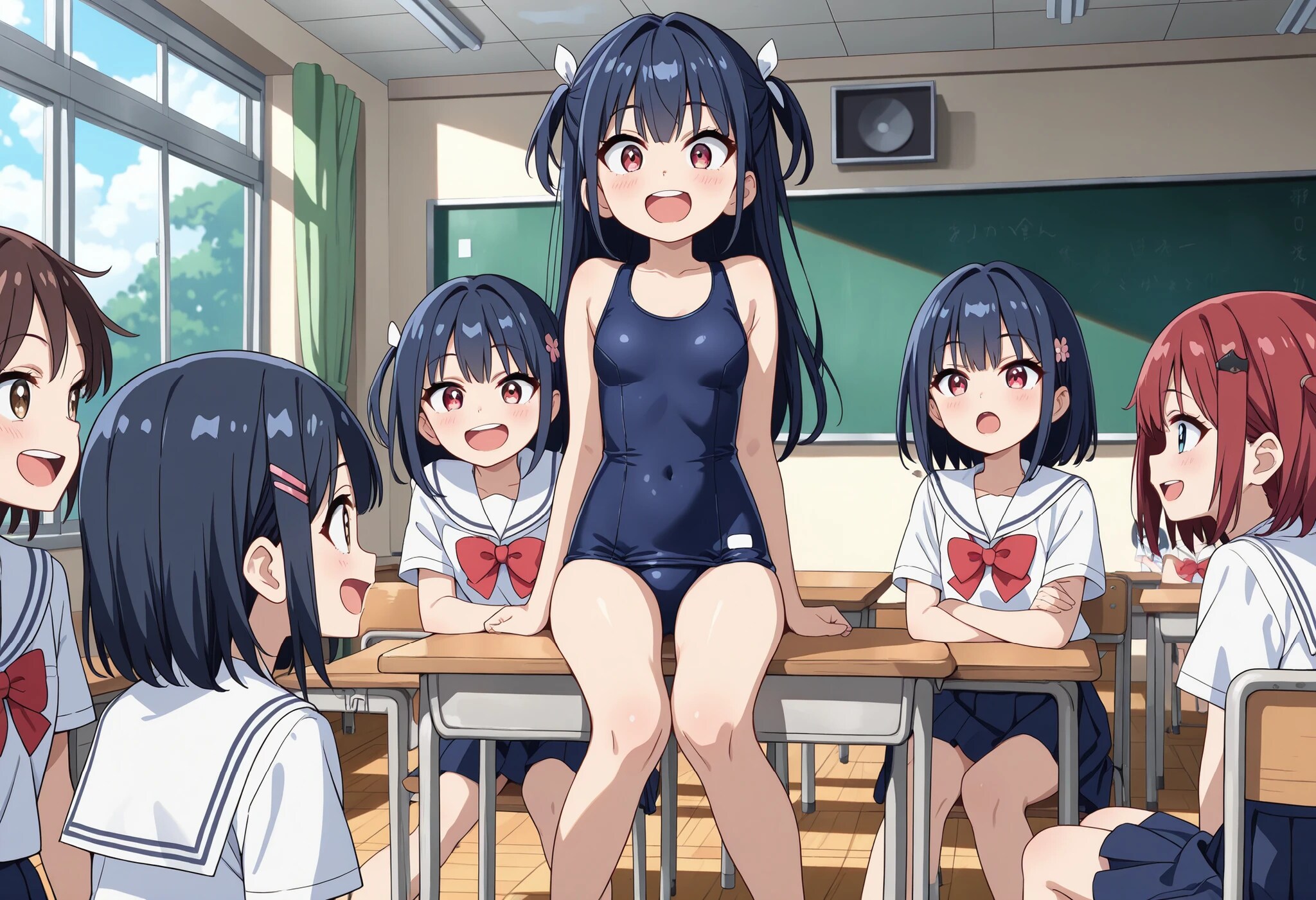 今日プールの授業無いわよ