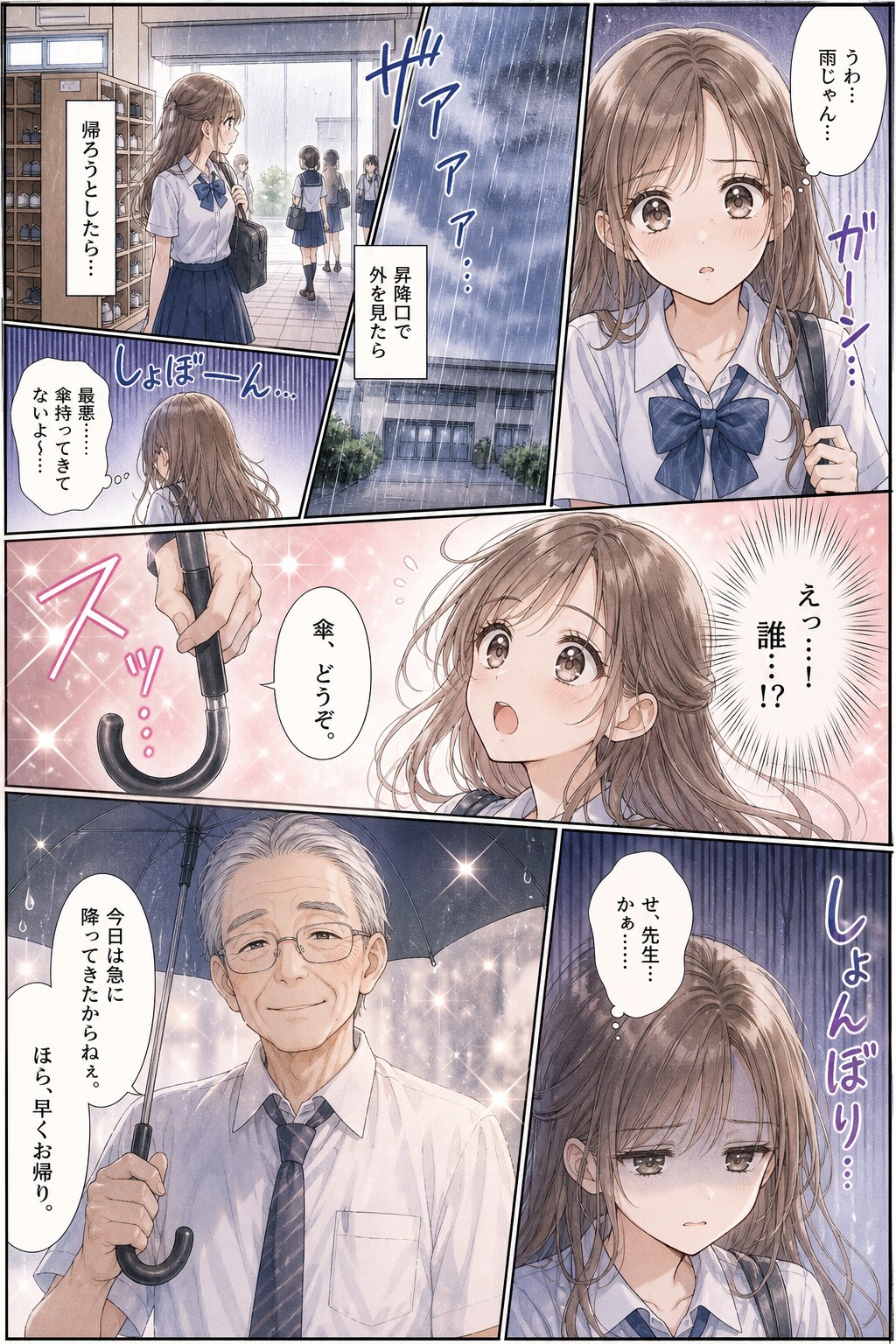 雨の日の学校帰り