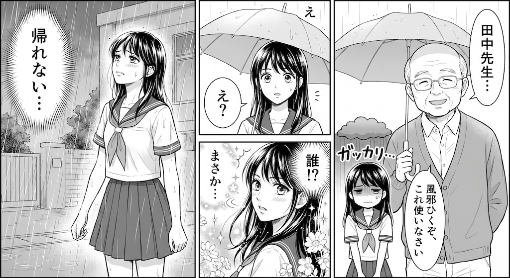 雨の日の学校帰り