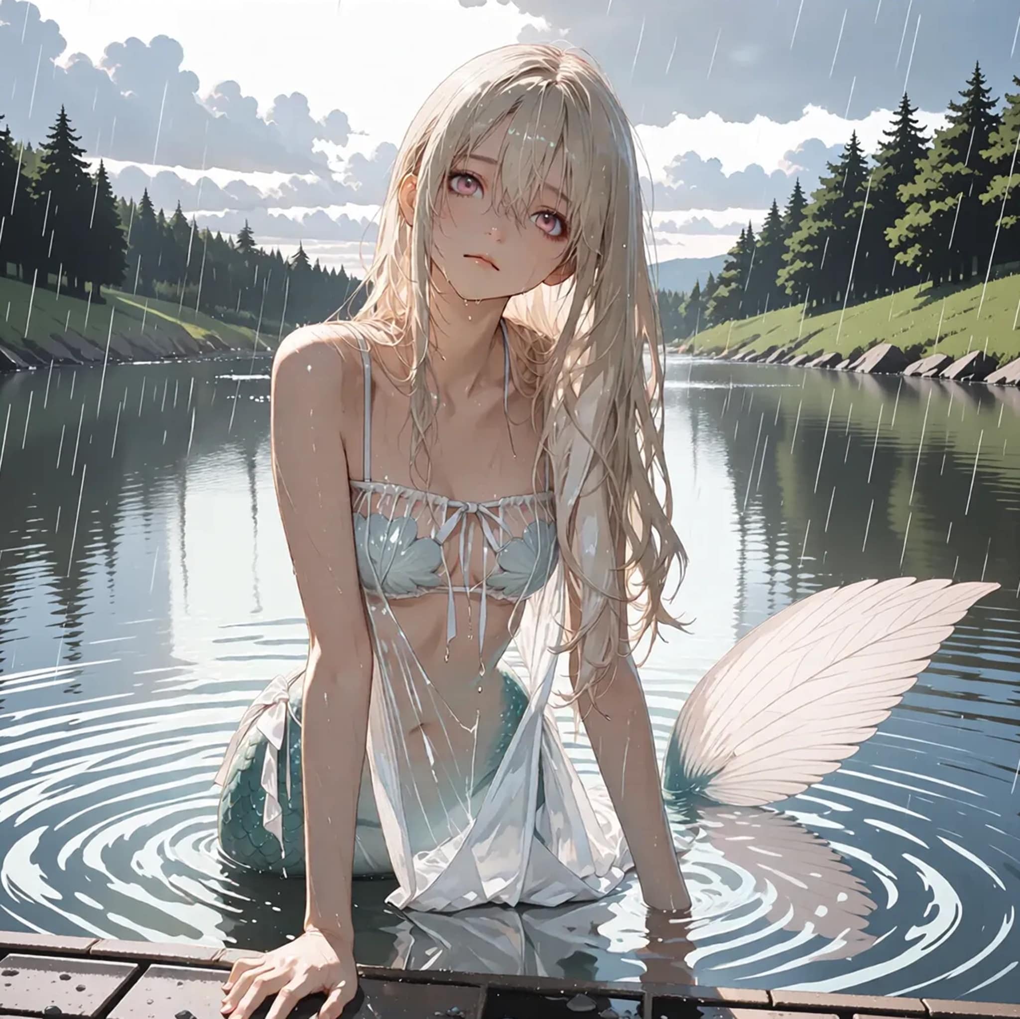 「人魚とはいえ、この雨の中撮影続行ですか？」
