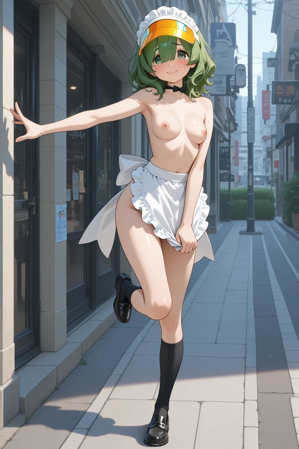 お店の呼び込みをする女の子