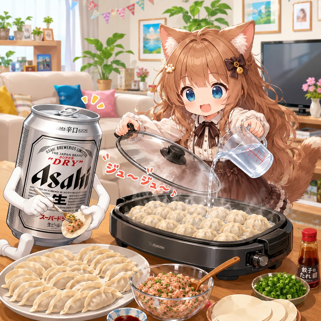 餃子パーティーの小さな女の子