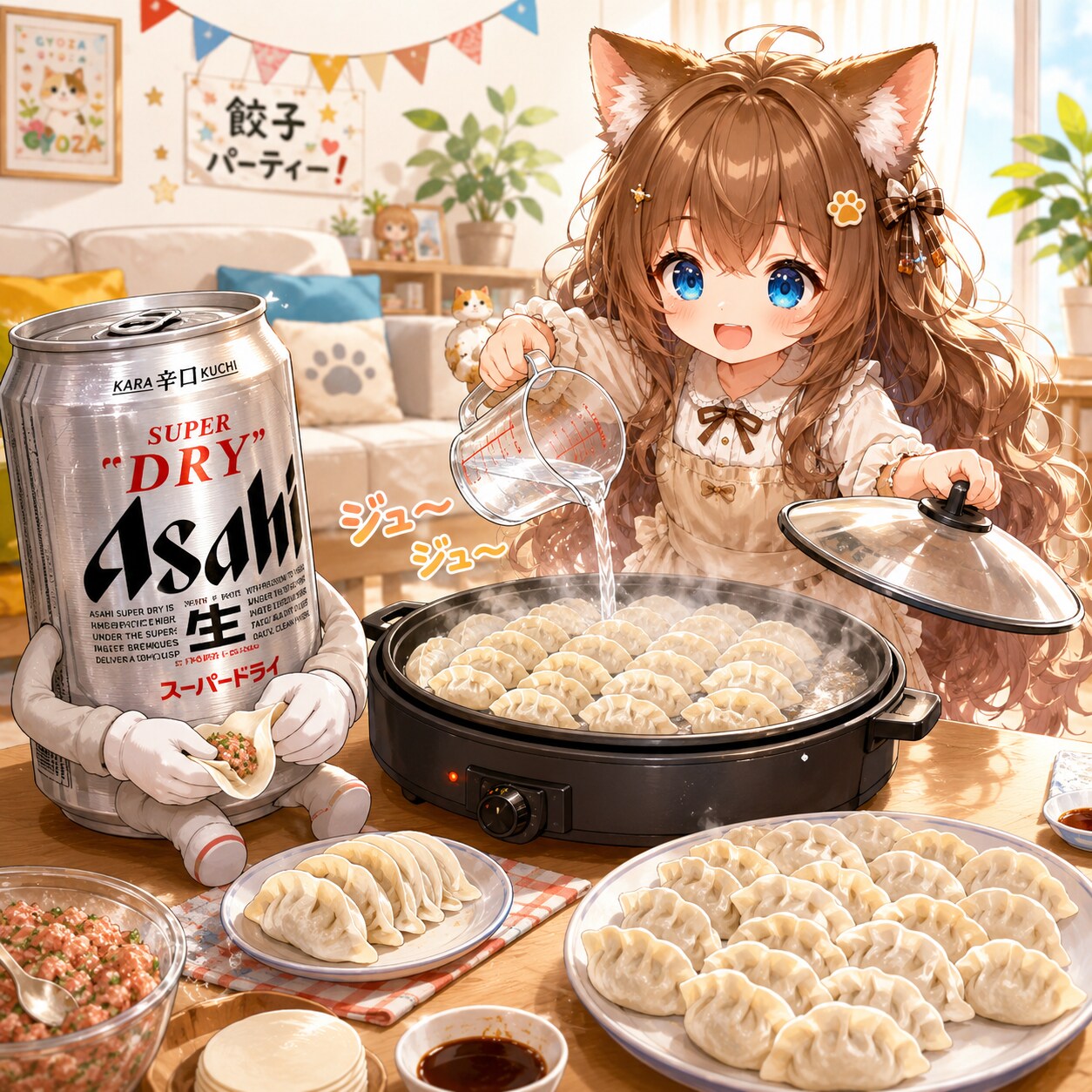 餃子パーティーの小さな女の子