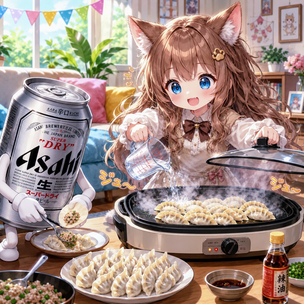餃子パーティーの小さな女の子