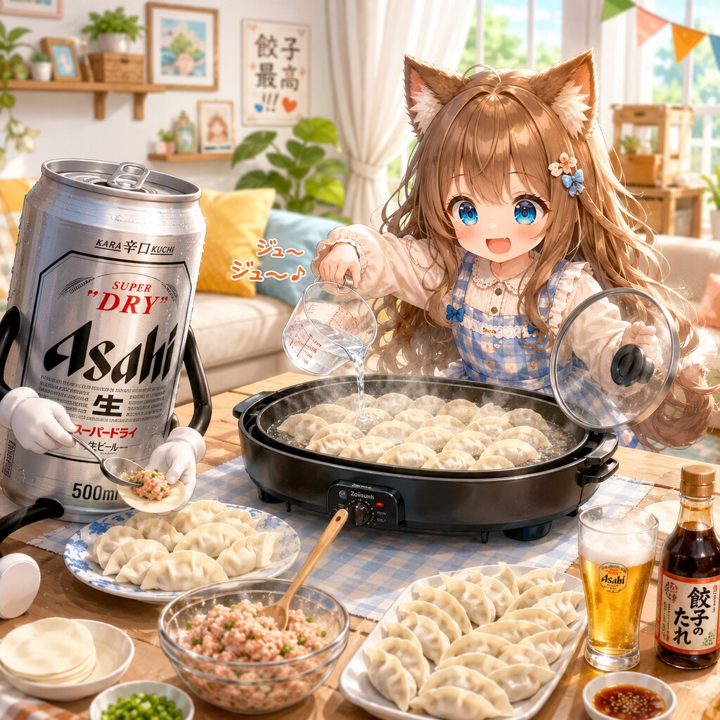 餃子パーティーの小さな女の子