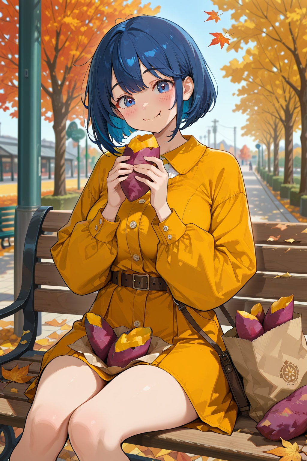 サツマイモを沢山食べる大食い青髪娘🍠😋❤️ | の人気AIイラスト・グラビア