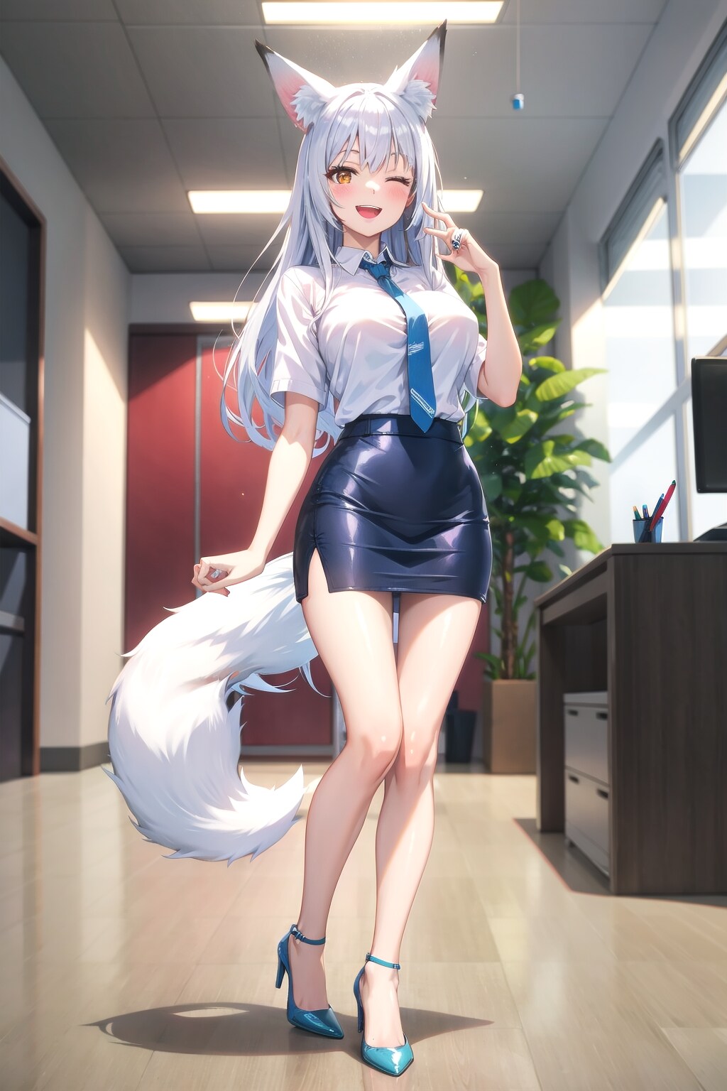 青のタイトスカート