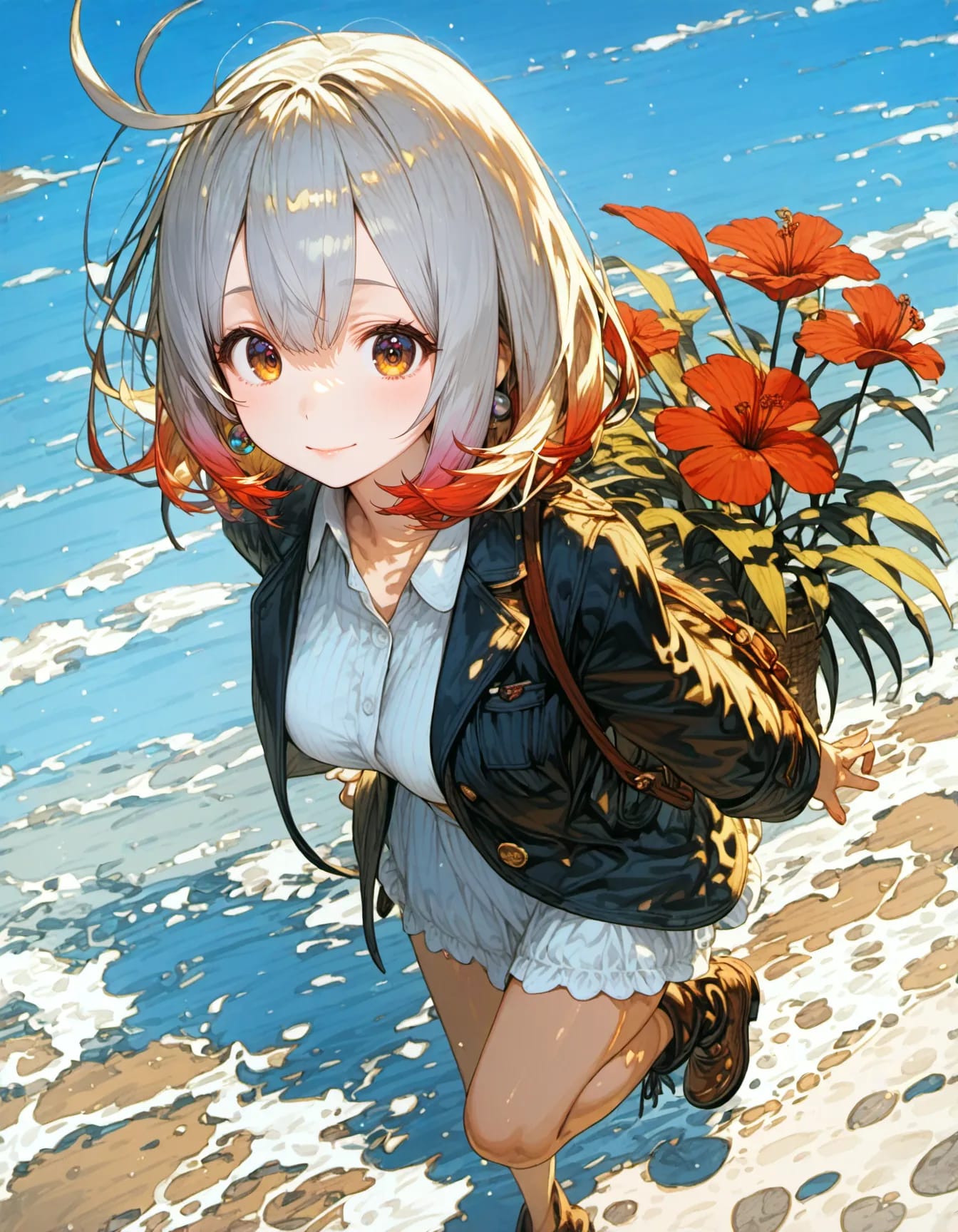 Hibiscus by the Blue Shore