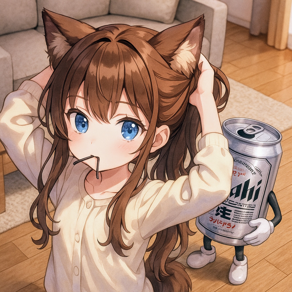 髪を結んでファサッとする小さな女の子