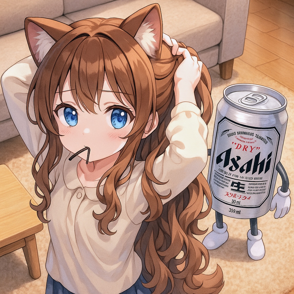 髪を結んでファサッとする小さな女の子