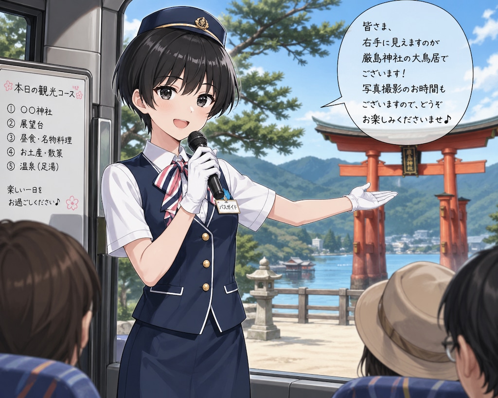 バスガイドとして働く男の娘