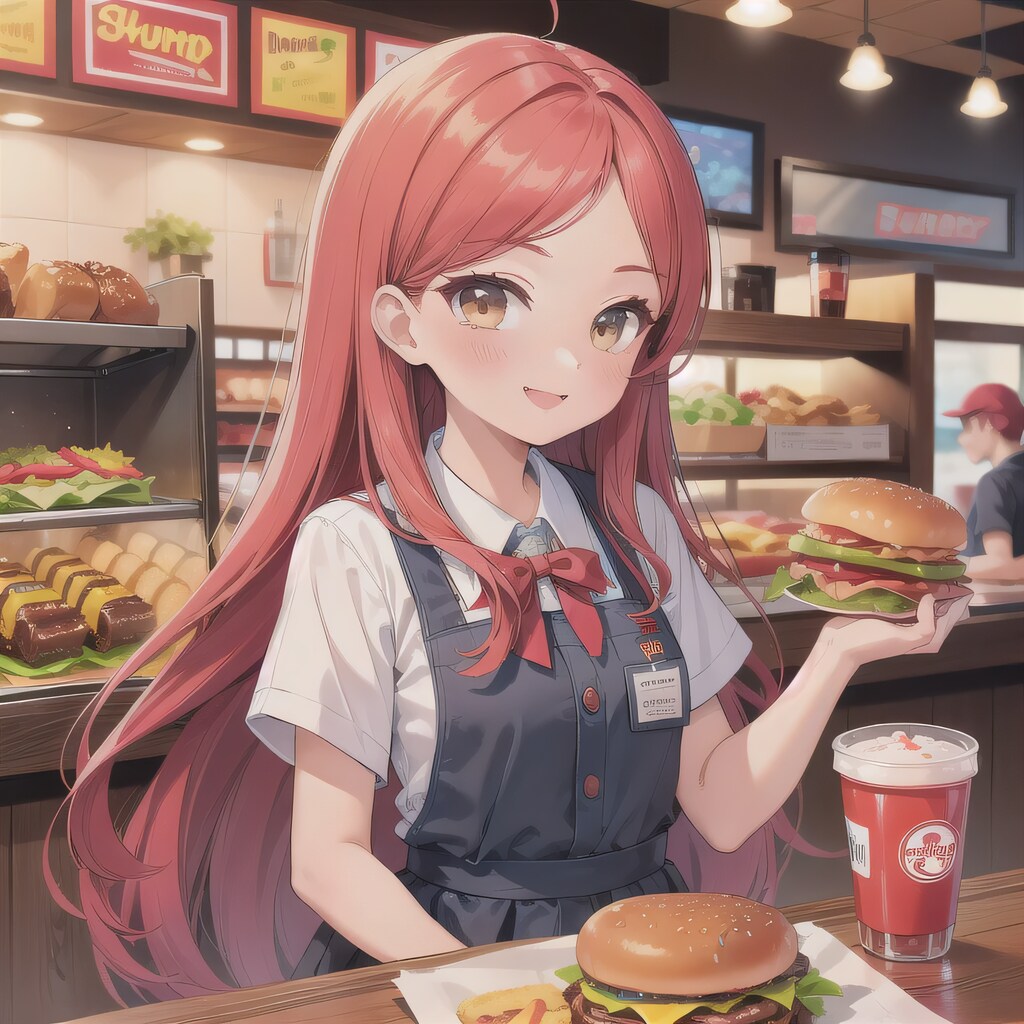 赤髪ロングでクルーの少女