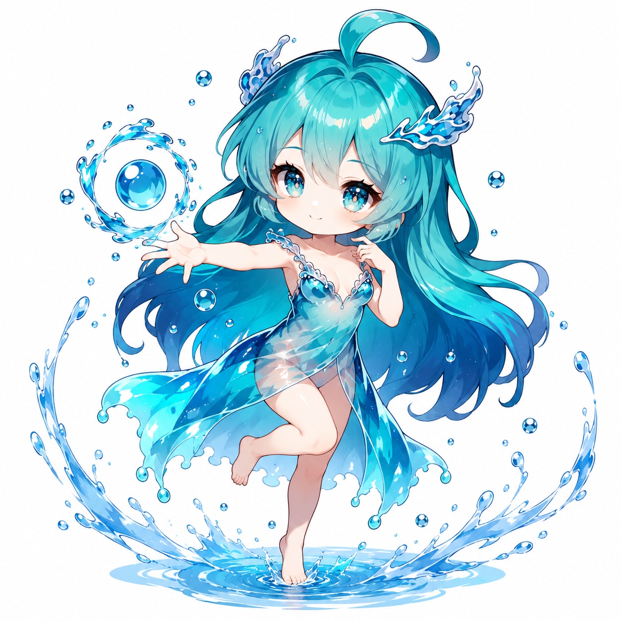 水の女神、涼感の水球。