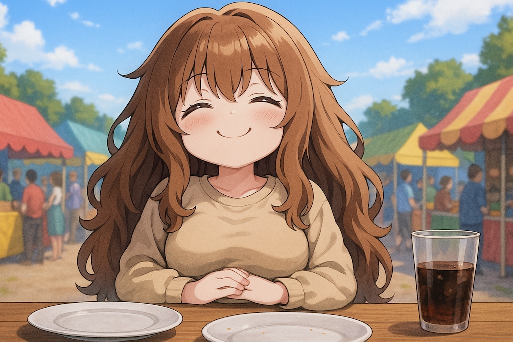 アメリカのフェスでたくさん食べる小さな女の子