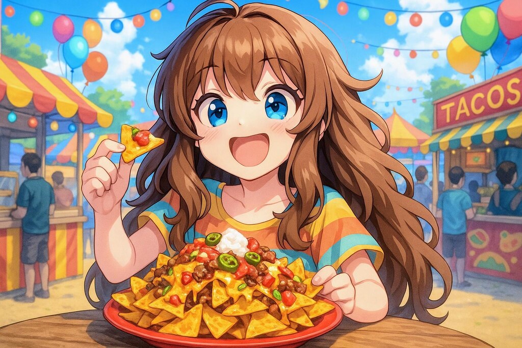 アメリカのフェスでたくさん食べる小さな女の子
