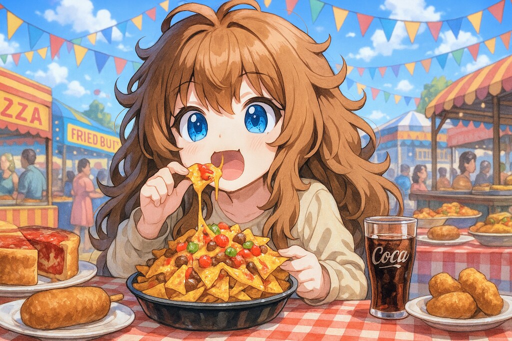 アメリカのフェスでたくさん食べる小さな女の子