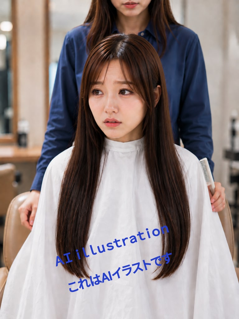 儀式のように──散髪椅子に小さな身体を預けた彼女。  もしかしたら“静かで残酷な処刑”に抗うように首を振って髪を乱していたのかな   ボクが切らないで と願えば届いたのかな…