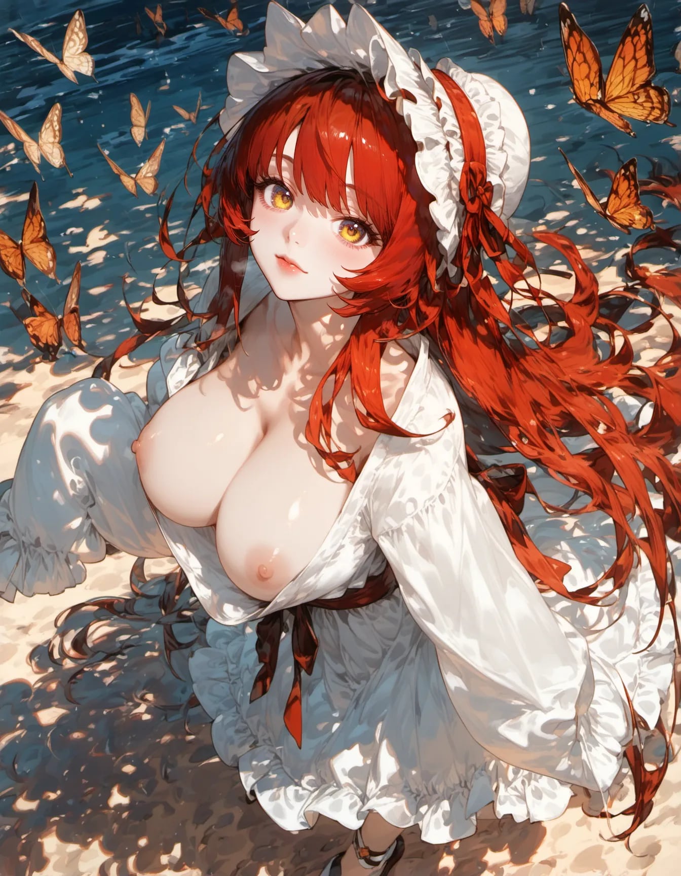 Butterflies Gather Where She Kneels