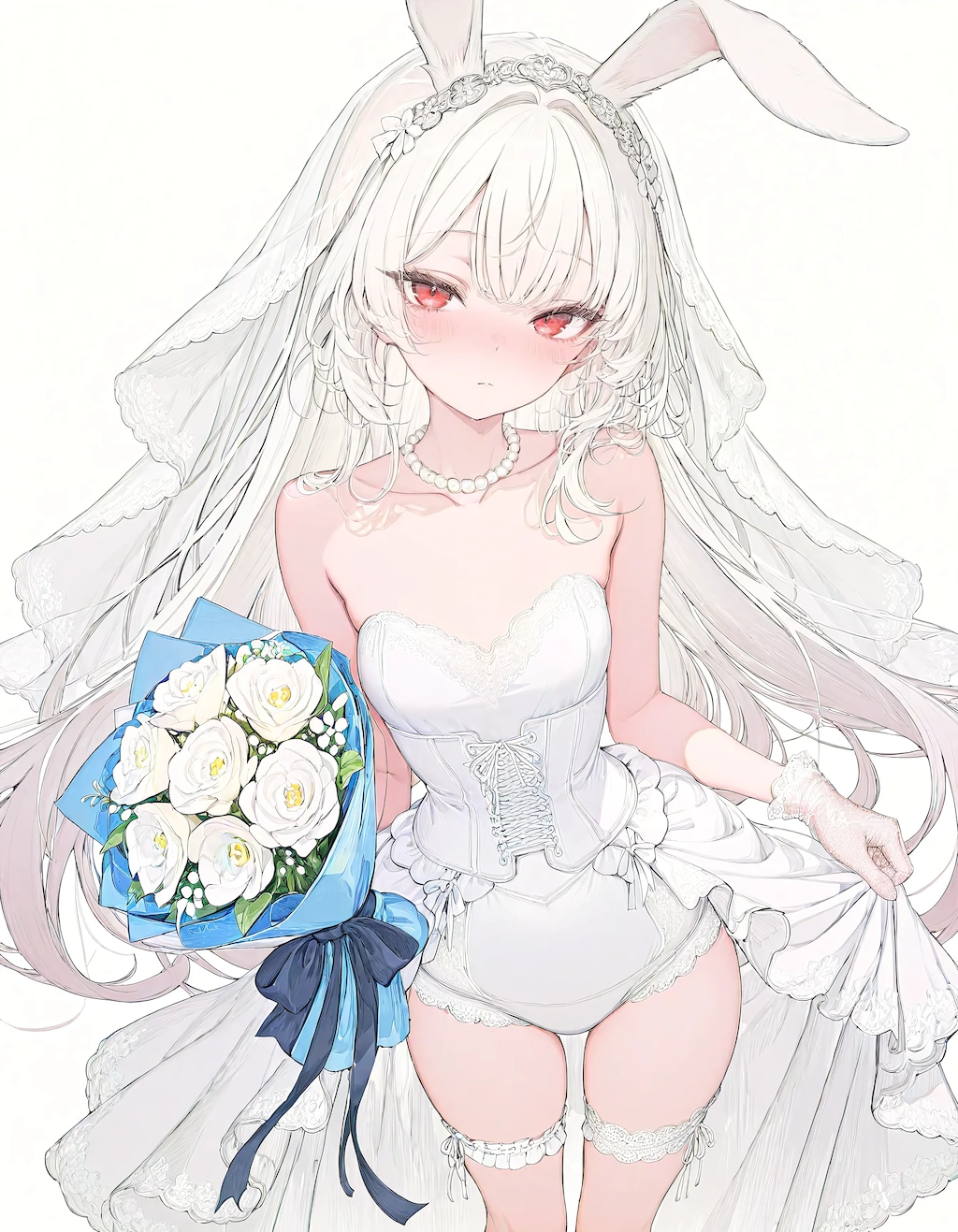 Bunny Bride's White Bouquet