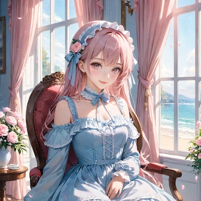 朝光の室内で佇む少女