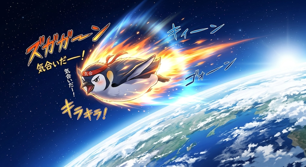 成層圏を翔ける気合のペンギン