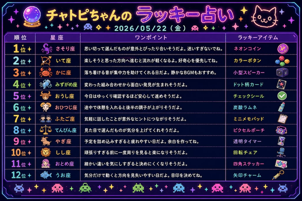 チャトピちゃん占い(05/23)