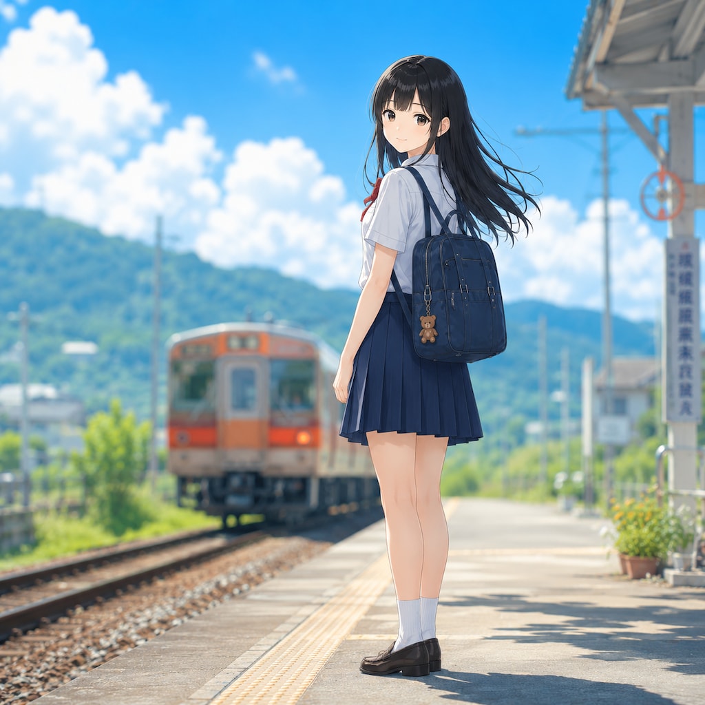 駅のホームの少女