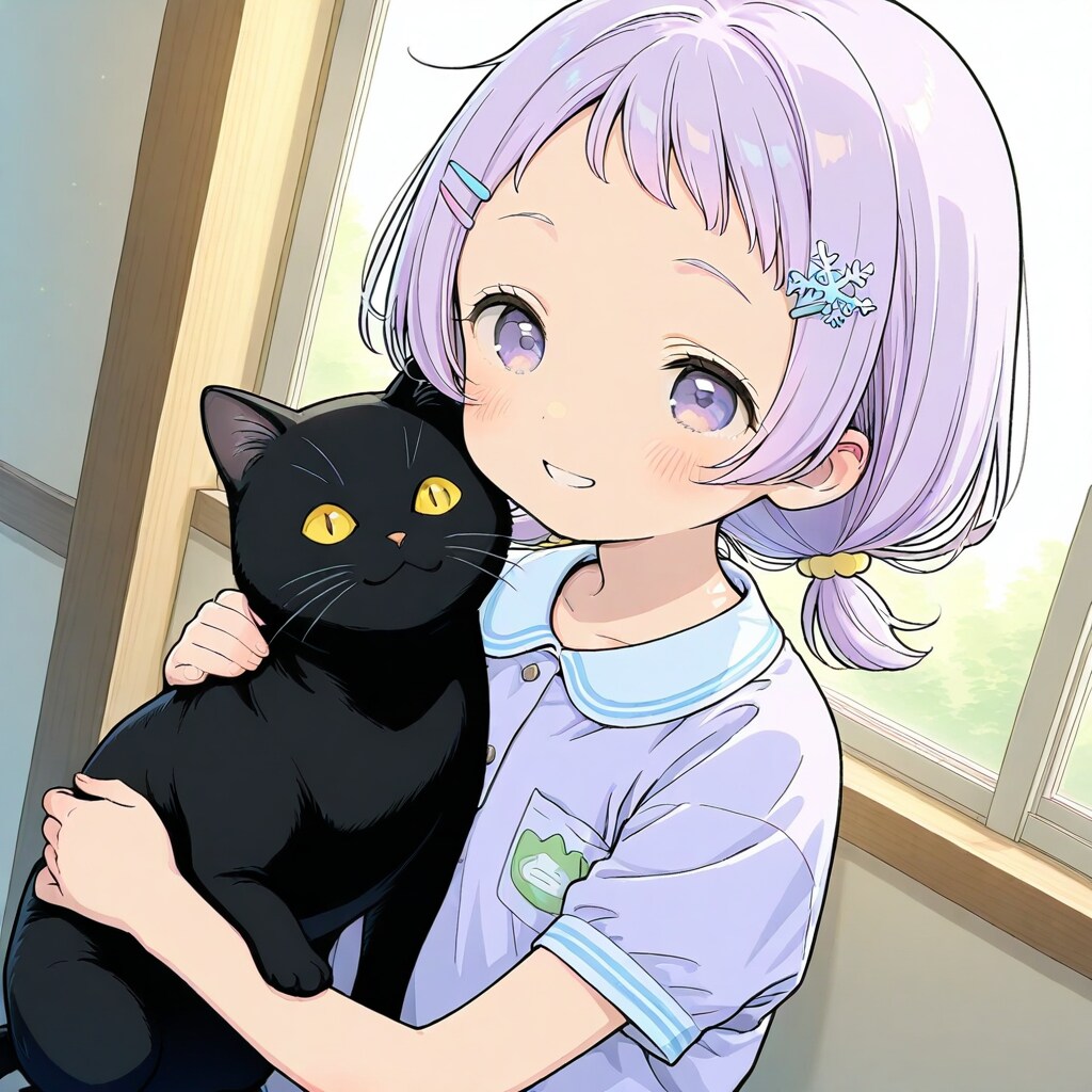 黒猫ちゃんと一緒💜 | の人気AIイラスト・グラビア