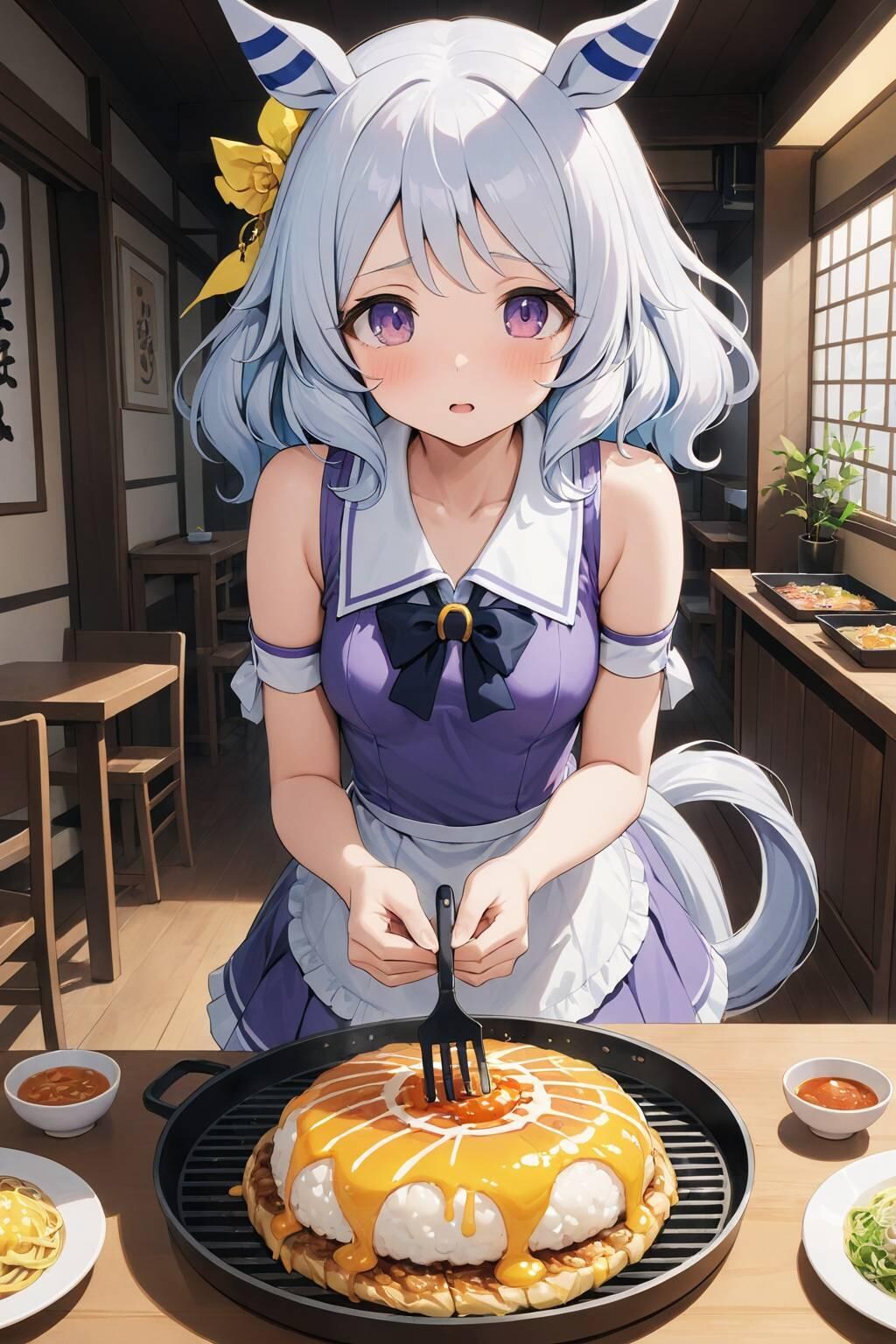 ゴージャスなお好み焼きを…ふ、ふつ〜にクルっと…！