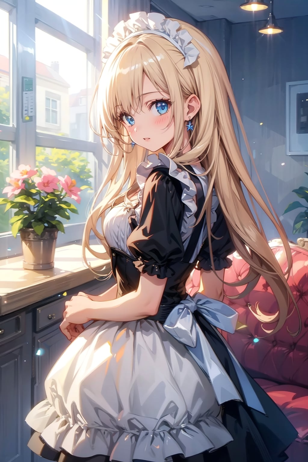 ロングヘアの美少女メイド