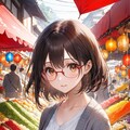 眼鏡女子 楓の彩の国の市場 2枚目