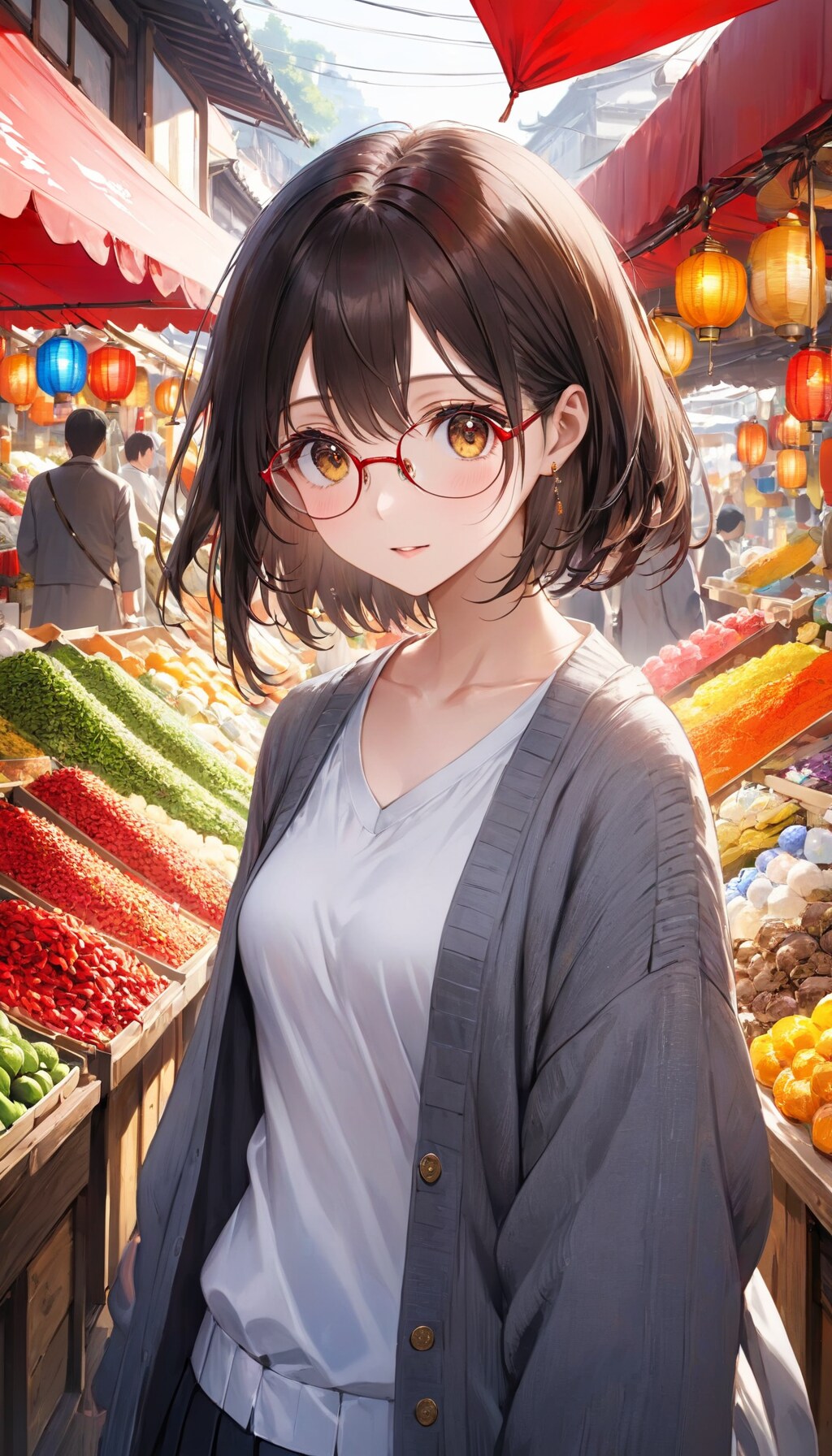 眼鏡女子 楓の彩の国の市場