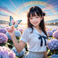 紫陽花と女子高生 5枚目