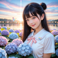 紫陽花と女子高生 7枚目